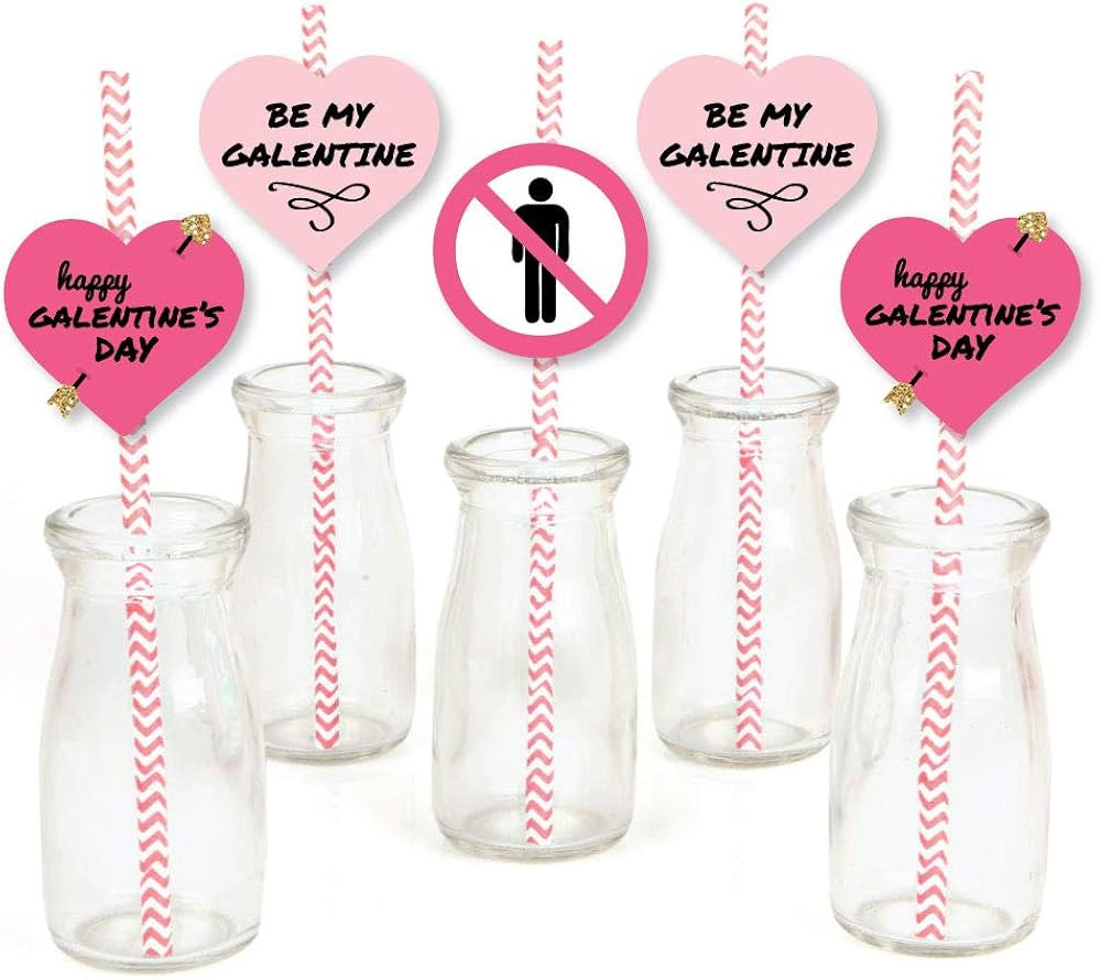 Big Dot of Happiness Be My Galentine - Paper Straw Decor - Galentine’s and Valentine’s Day Pa... | Amazon (US)
