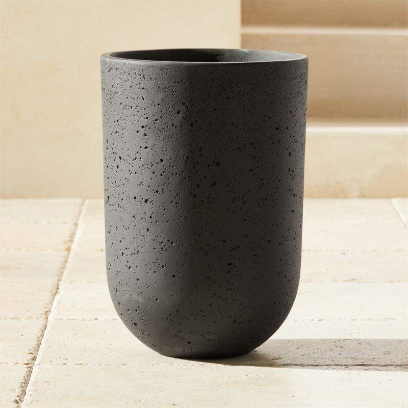 Seminyak Black Modern Indoor/Outdoor Cement Planter 15.75" + Reviews | CB2 | CB2