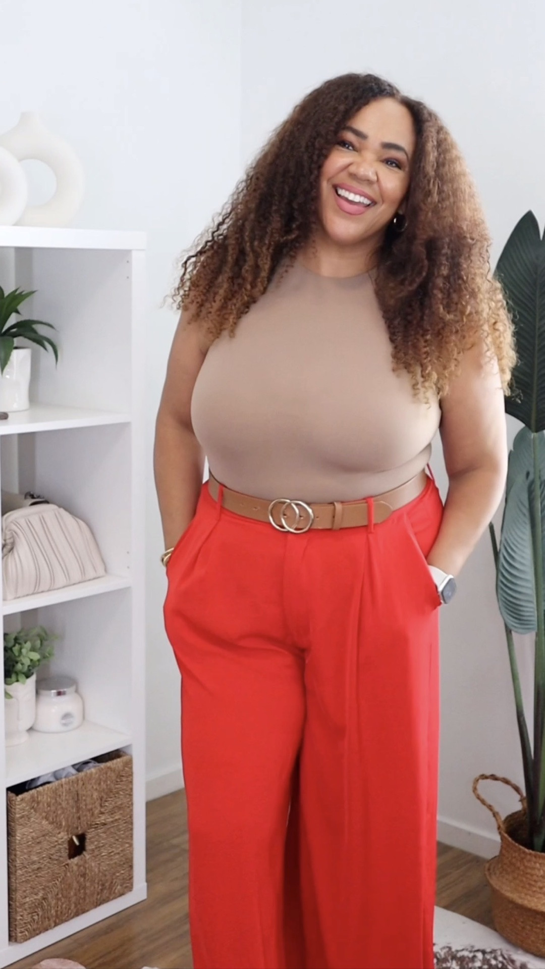 Don’t you love when you try a color combo and it works 💁🏾‍♀️? I like this one 🤎❤️! Bodysuit and pants are  in an xl.

#LTKootd #LTKOver40 #LTKMidsize