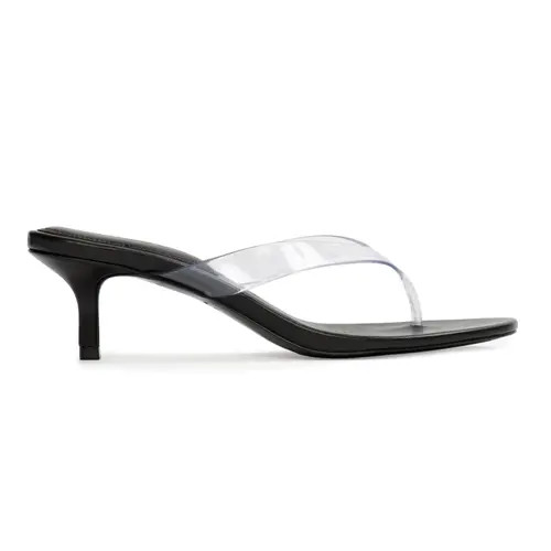 BLACK SUEDE STUDIO KG 50 Sandal in Black Leather/clear Pvc at Nordstrom, Size 38.5 Eu | Nordstrom