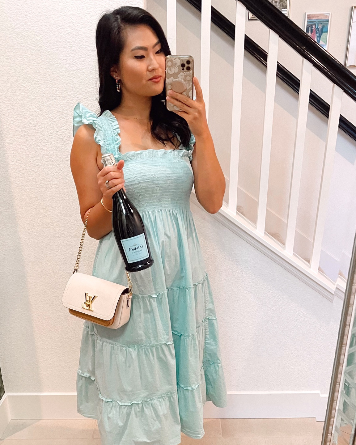 Bring on the bubbly and baby blues | Hill House Home Ellie Nap Dress in Bay Blue Poplin (XS) | Louis Vuitton LOCKME TENDER in Quartz

#LTKitbag #LTKFind #LTKSeasonal