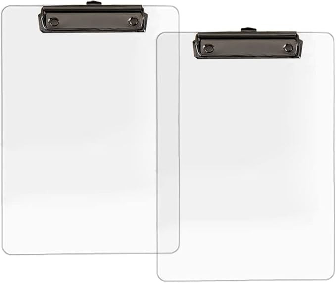 JIARI 2 Pack Clear Acrylic Office Clipboard A4 Letter Size 8.6" x 12.2" (Black) | Amazon (US)