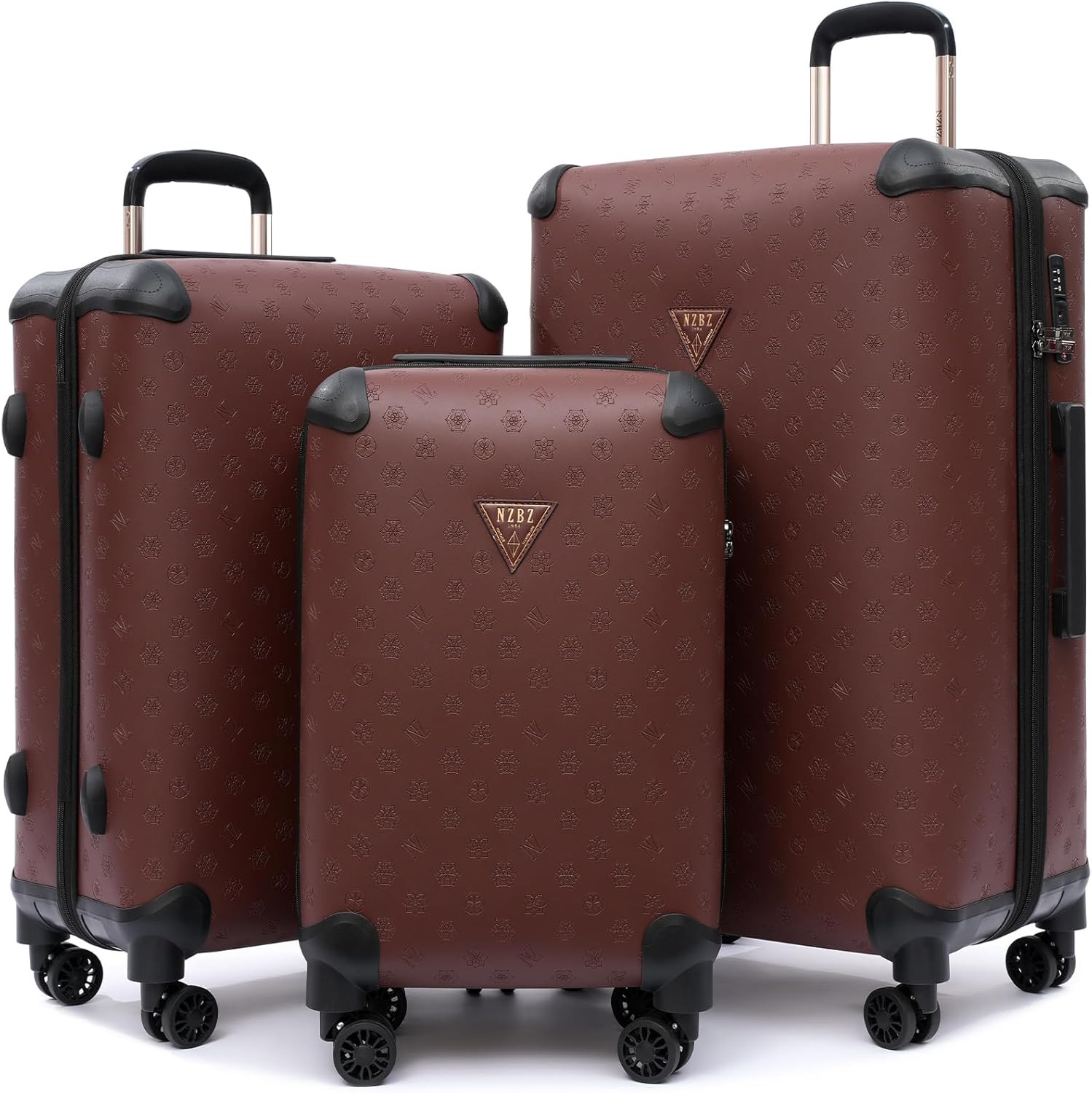 Vintage Pattern PU Leather Luggage Set, 3-Piece Trunk Style Fashion Suitcases, 20/24/28 Inch, Tsa... | Amazon (US)