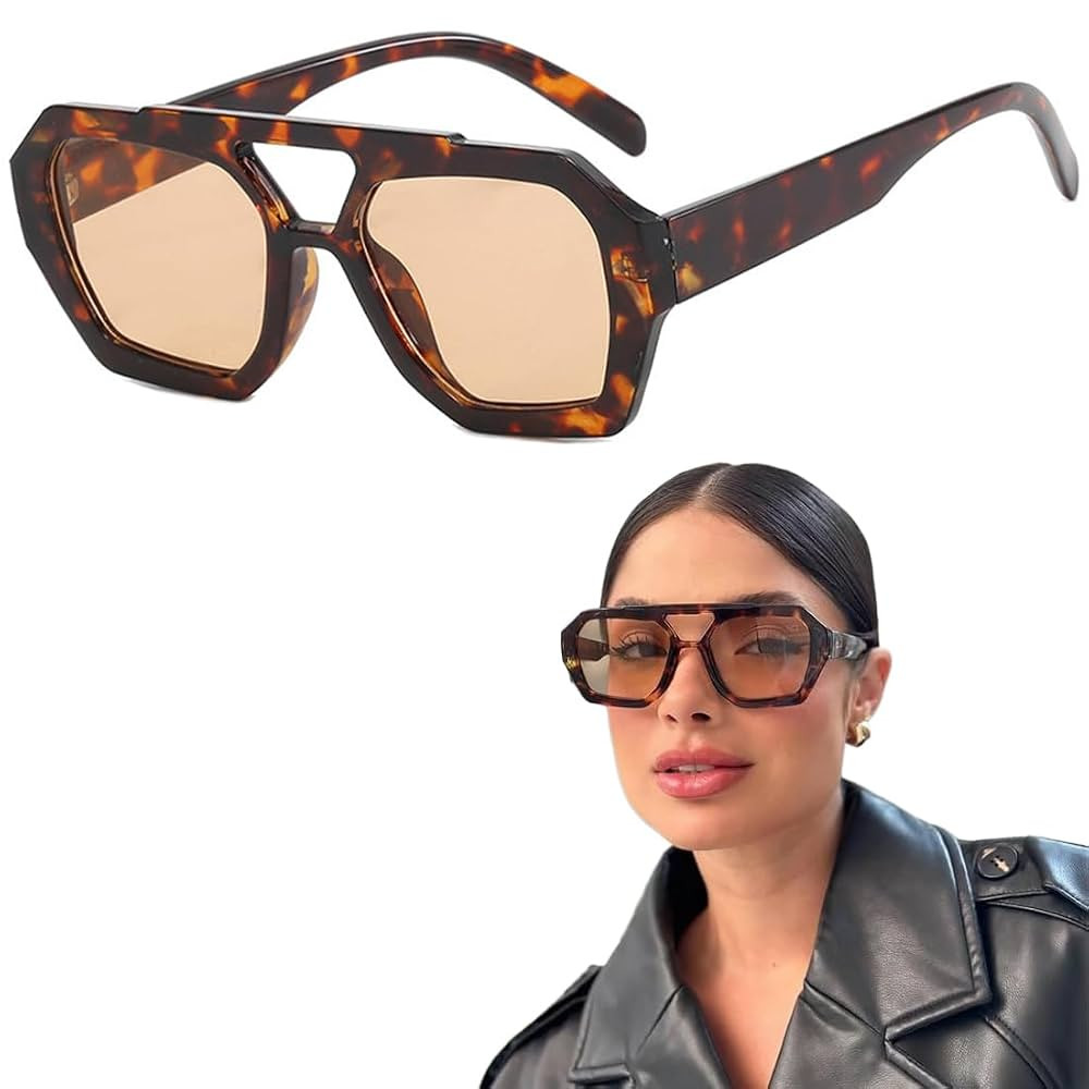COYUN 1 Stück Rechteckige Sonnenbrille für Damen Retro 90er Trendy Sonnenbrillen Set Vintage Qu... | Amazon (DE)