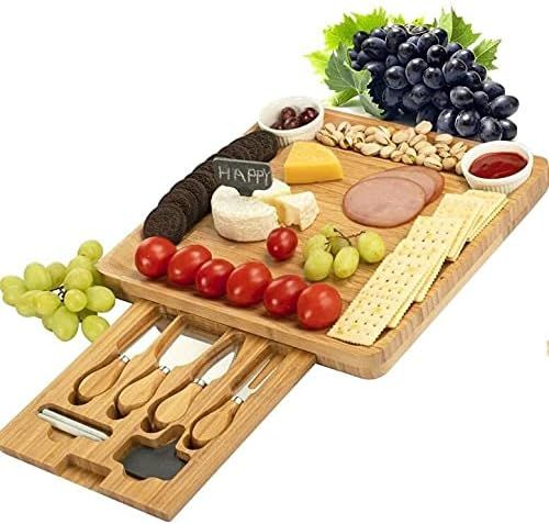 CTFT Cheese Board and Knife Set Bamboo Charcuterie Platter Serving Tray Wooden Cheese Cutting Boa... | Amazon (US)