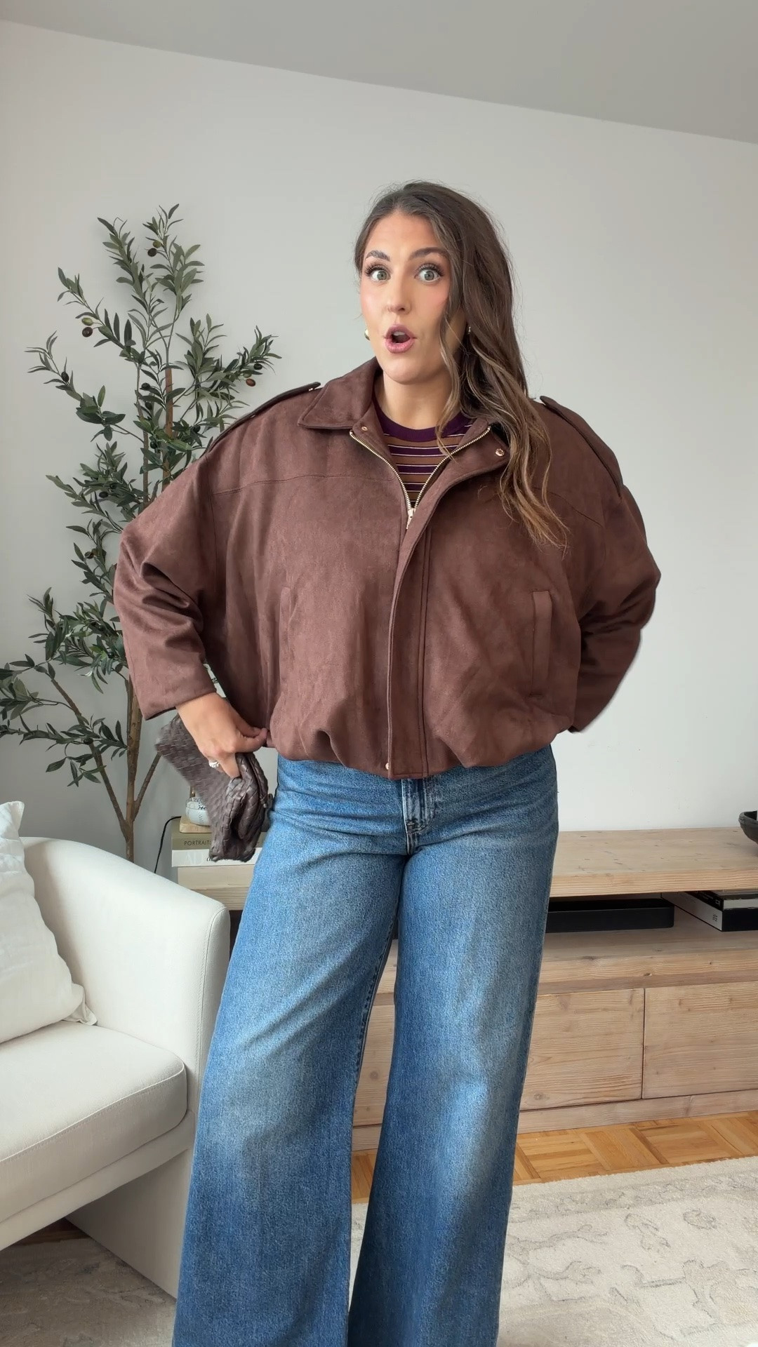 The perfect fall outfit with a rich chocolate suede jacket, striped knit top and flattering wide-leg jeans. Easy, elevated and ideal for everyday wear, dinner or weekend plans.

Amazon fashion, fall outfit, suede jacket, chocolate brown, wide leg jeans, casual fall style, transitional outfit, everyday fashion

#LTKSeasonal #LTKMidsize #LTKWorkwear