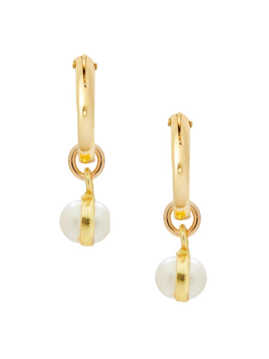 Brinker & Eliza Wendy Gold Fill & Pearl Huggie Hoops | Saks Fifth Avenue