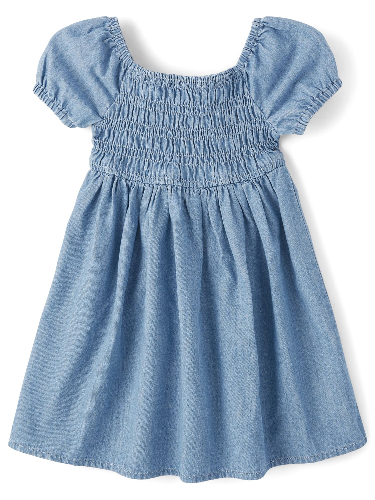 The Children's Place Baby Toddler Girls Short Sleeve Chambray Dress, Sizes 6M-5T | Walmart (US)