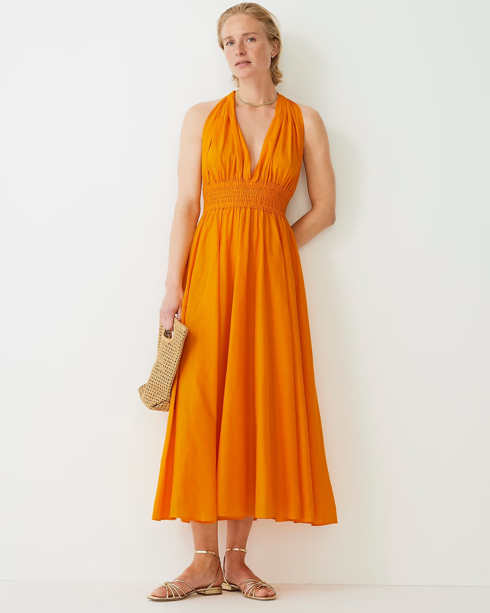 Twist-back smocked-waist beach dress | J. Crew US