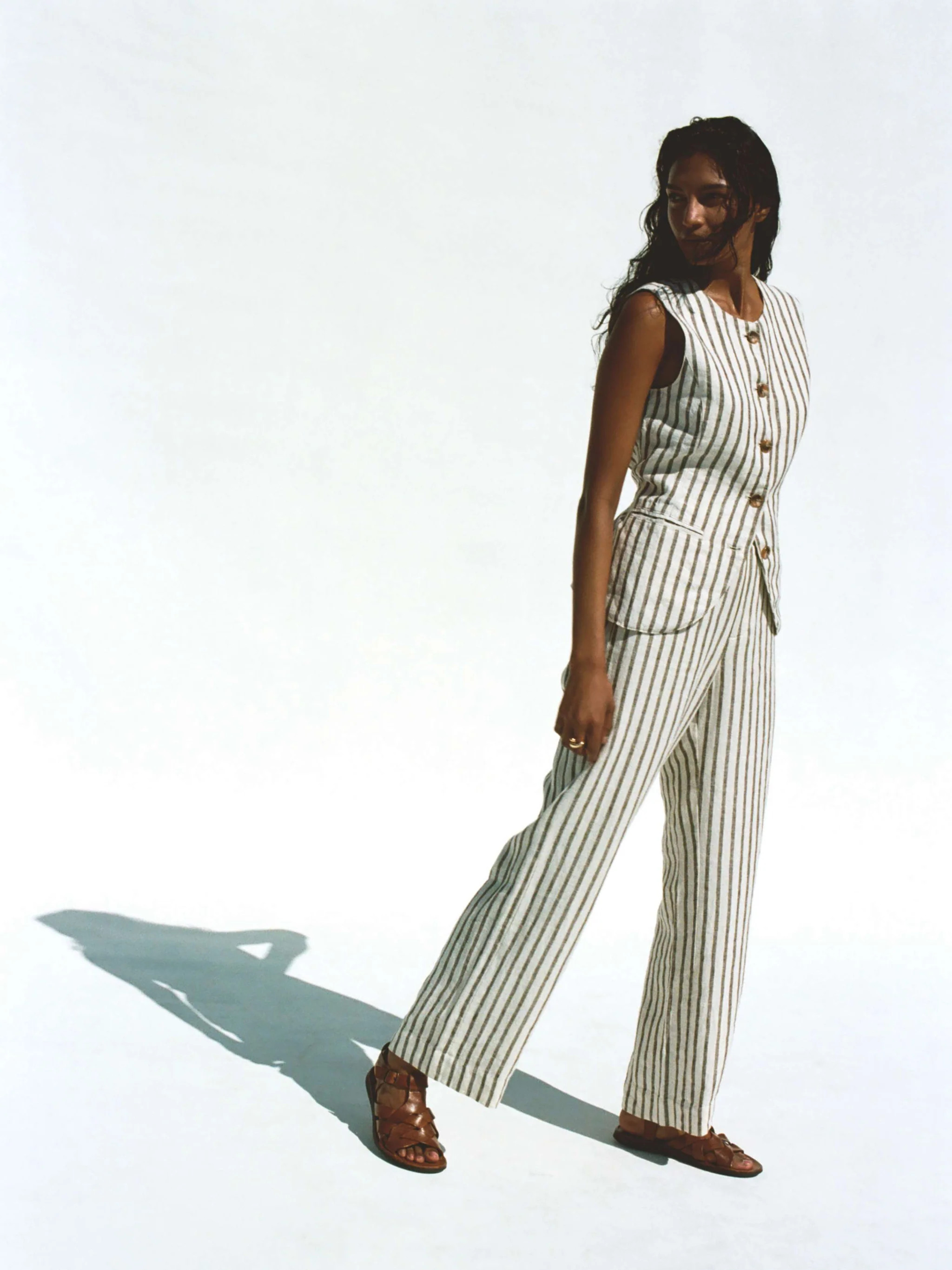 Sun Strider Linen Pant - Cocoa Grove Stripe | Faherty