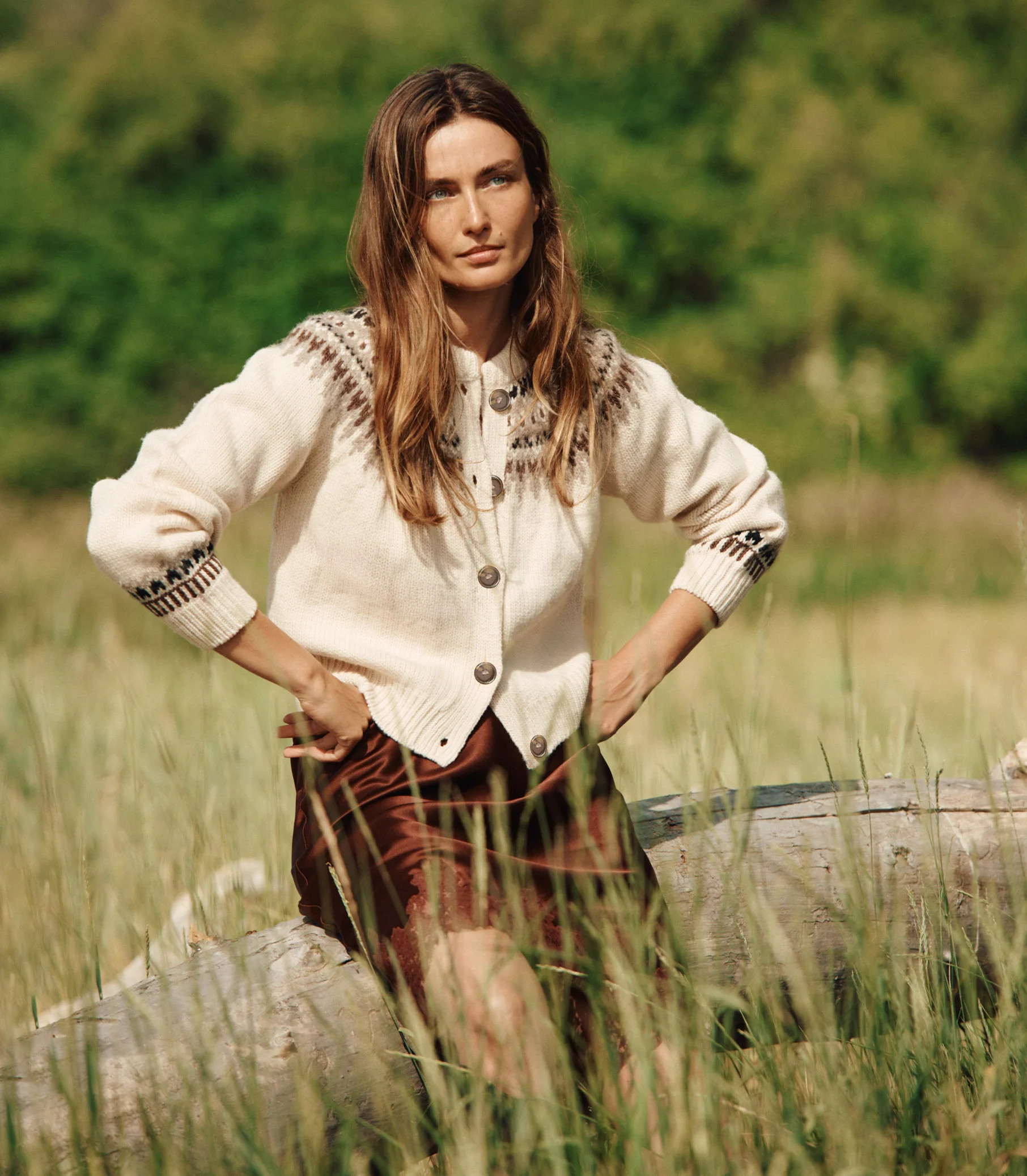 Clarke Cardigan - Oatmeal Olympia Fair Isle | DÔEN | DOEN