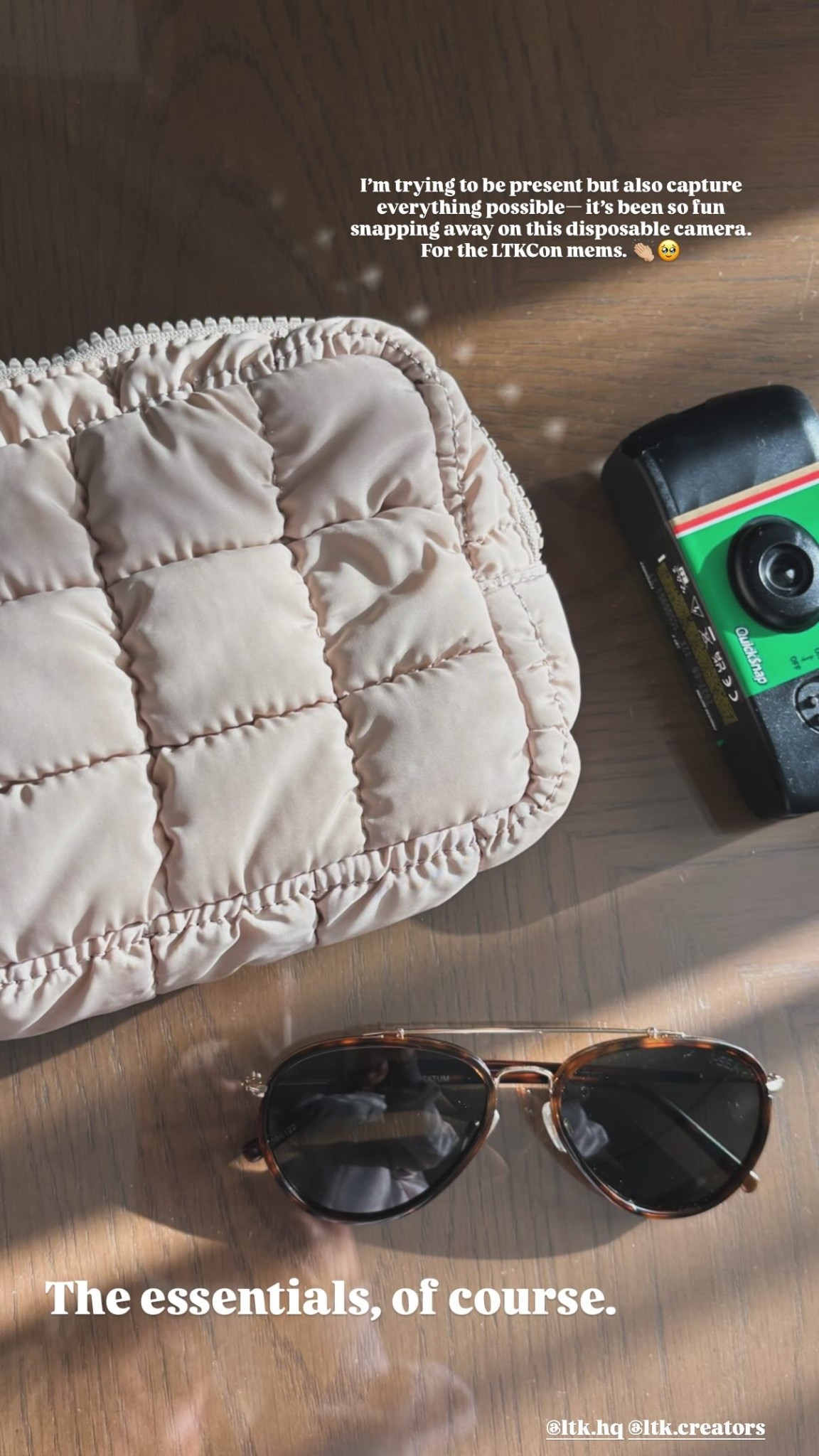 I’m trying to be present but also capture everything possible— it’s been so fun snapping away on this disposable camera. For the LTKCon mems. 👏🏼🥹 The essentials, of course. @ltk.hq @ltk.creators