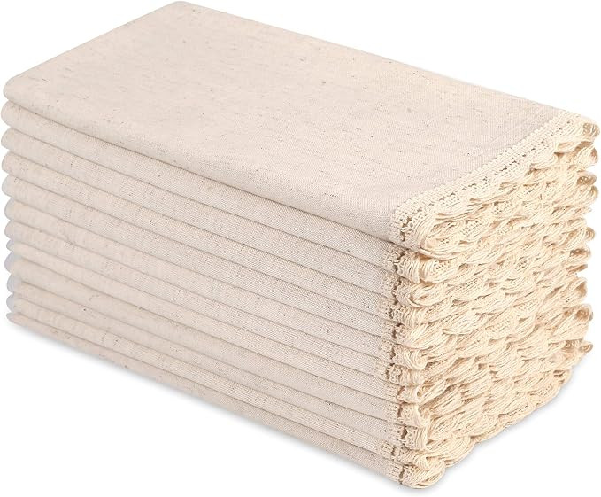 Cloth Dinner Napkins in Cotton Flax Fabric with Lace & Tailored Mitered Corner -20x20 inch Set of... | Amazon (US)