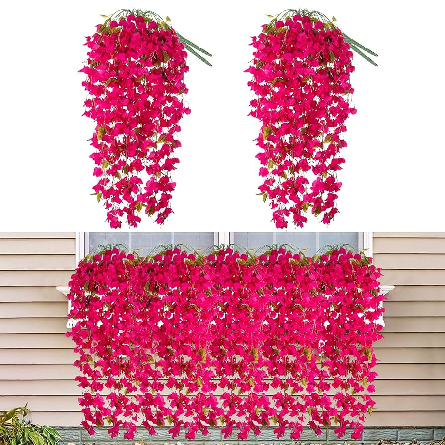 2 PCS Artificial Bougainvillea Bouquet Flowers,49 inches Triangle Plum Blooming Silk Bouquet for ... | Amazon (US)