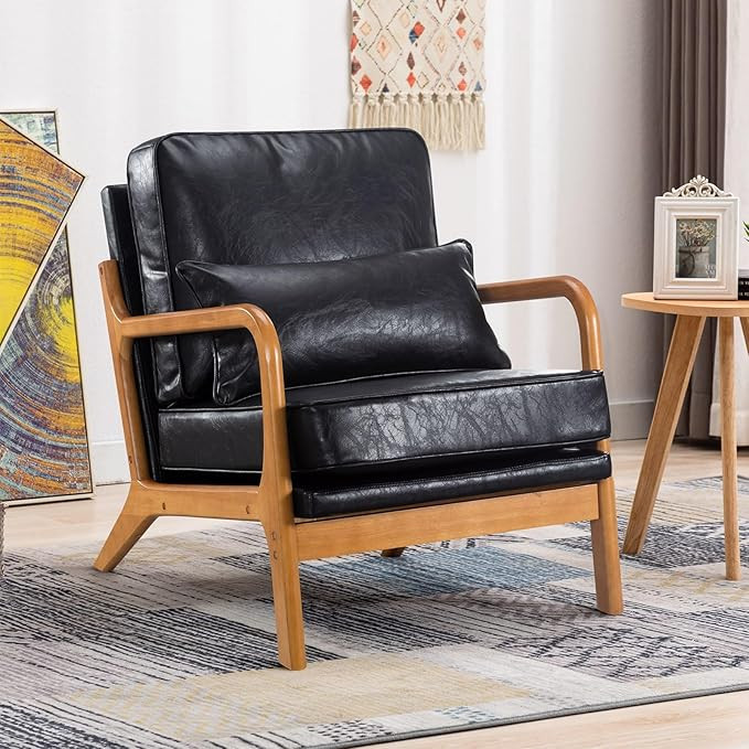 Hison Mid Century Modern Accent Chair for Living Room, Arm Chairs for Bedroom, Reading Armchair w... | Amazon (US)