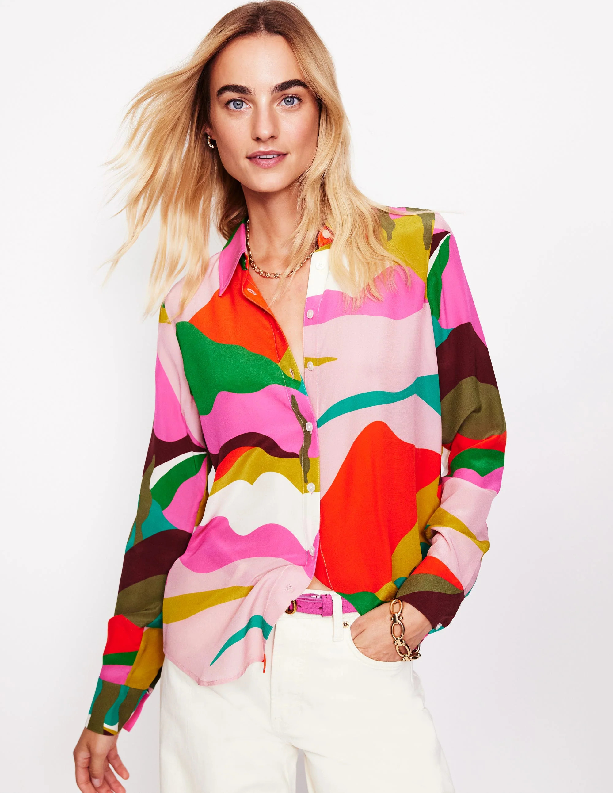 Sienna Silk Shirt-Multi, Scenic Fall | Boden (US)