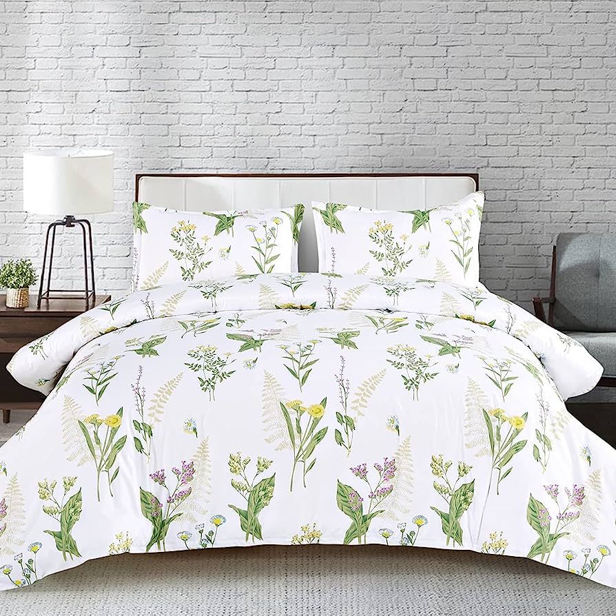 YMY Lightweight Microfiber Bedding Duvet Cover Set, Floral Print Pattern (Twin) | Amazon (US)