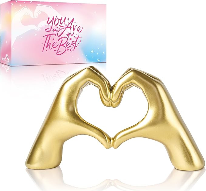 Heart Hands Sculpture Decor for Bedroom Living Room Bookshelf, Aesthetic Love Statues Accents Hom... | Amazon (US)