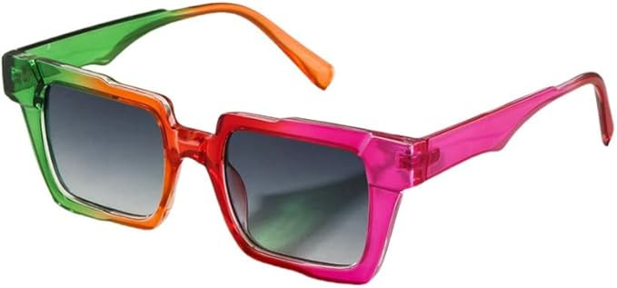 Unisex Square Plastic Trendy Personality Frame Sunglasses For Outdoor Daily Life Beach UV Protect... | Amazon (US)