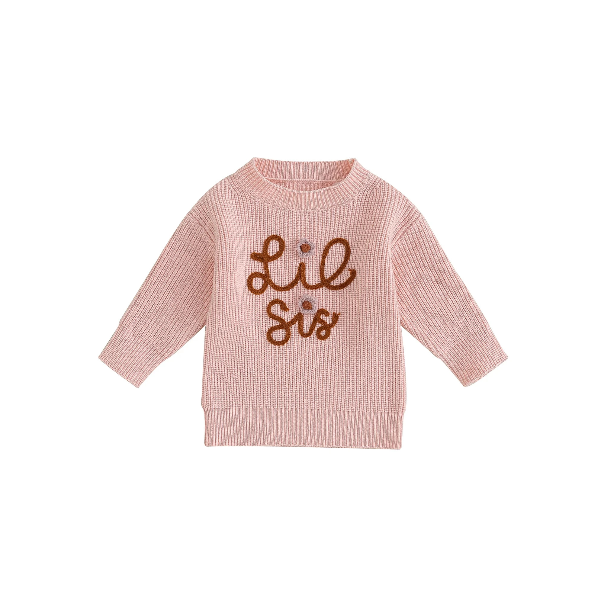 Toddler Baby Girl Knitted Sweater Long Sleeve Letter Embroidery Pullovers Kids Fall Winter Tops | Walmart (US)