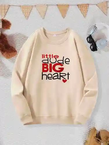 Little Dude Big Heart Letter Pattern Print Sweatshirt For - Temu | Temu Affiliate Program