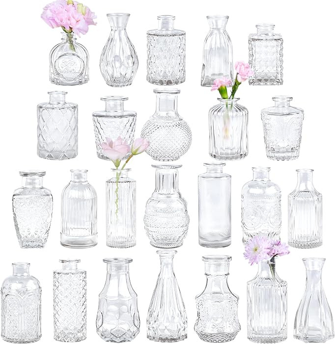 24pcs Clear Glass Bud Vases Set | Amazon (US)
