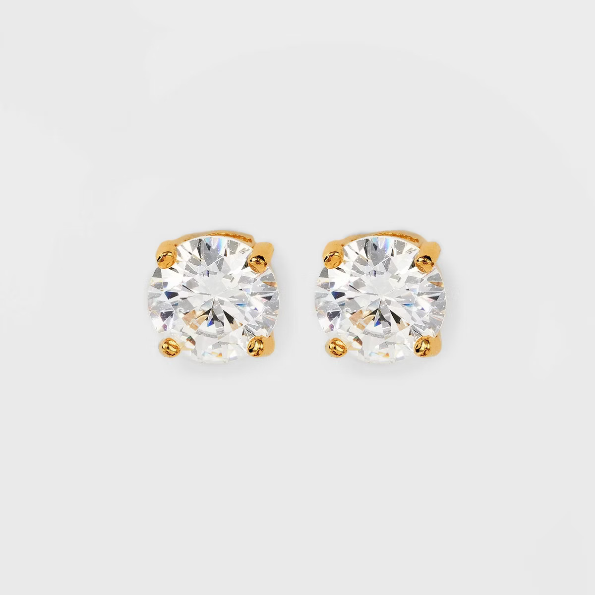 14K Gold Plated Cubic Zirconia Stud Earrings - A New Day™ Clear/Gold: Polished Nickel-Free Fash... | Target