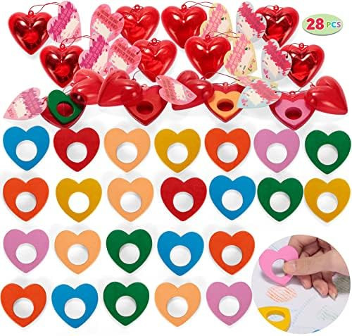JOYIN 28 Pcs Valentines Heart Crayons Prefilled Hearts with Valentines Day Card Gifts, for Valentine | Amazon (US)