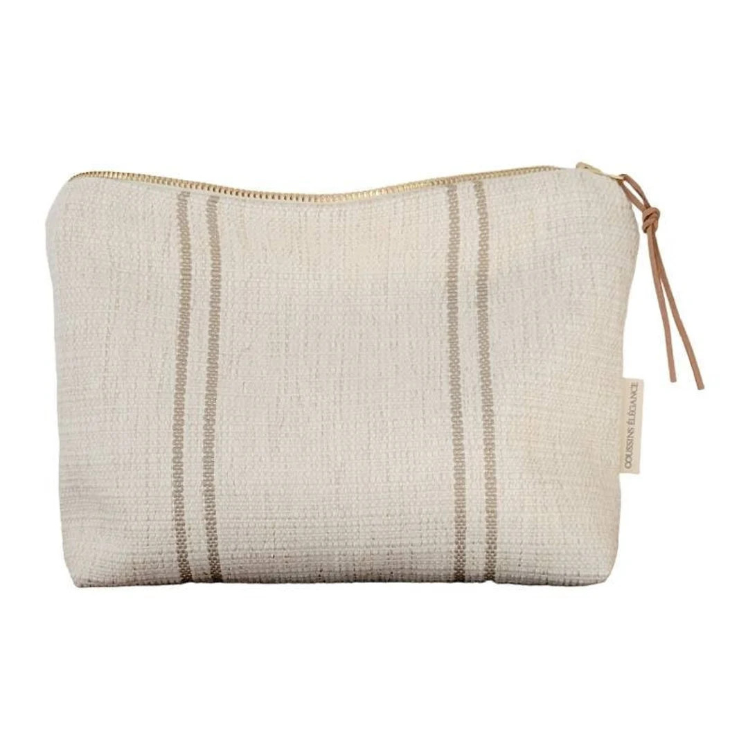 Beige stripes makeup bag, unique cosmetic bag, minimalist pouch,  beige zip pouch, make up bag gi... | Etsy (US)