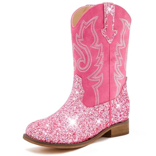 Motasha Cowgirl Boots for Girls Toddler Cowboy Boots Pink Boot Size 10 | Amazon (US)