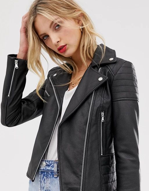 Barney's Originals Clara real leather biker jacket | ASOS (Global)