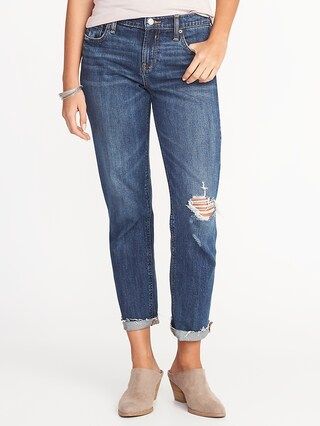 Boyfriend Distressed Straight Jeans for Women | Old Navy US