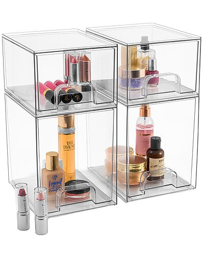 Set of 4 Acrylic Pull-Out Storage Containers For Makeup | Gilt & Gilt City