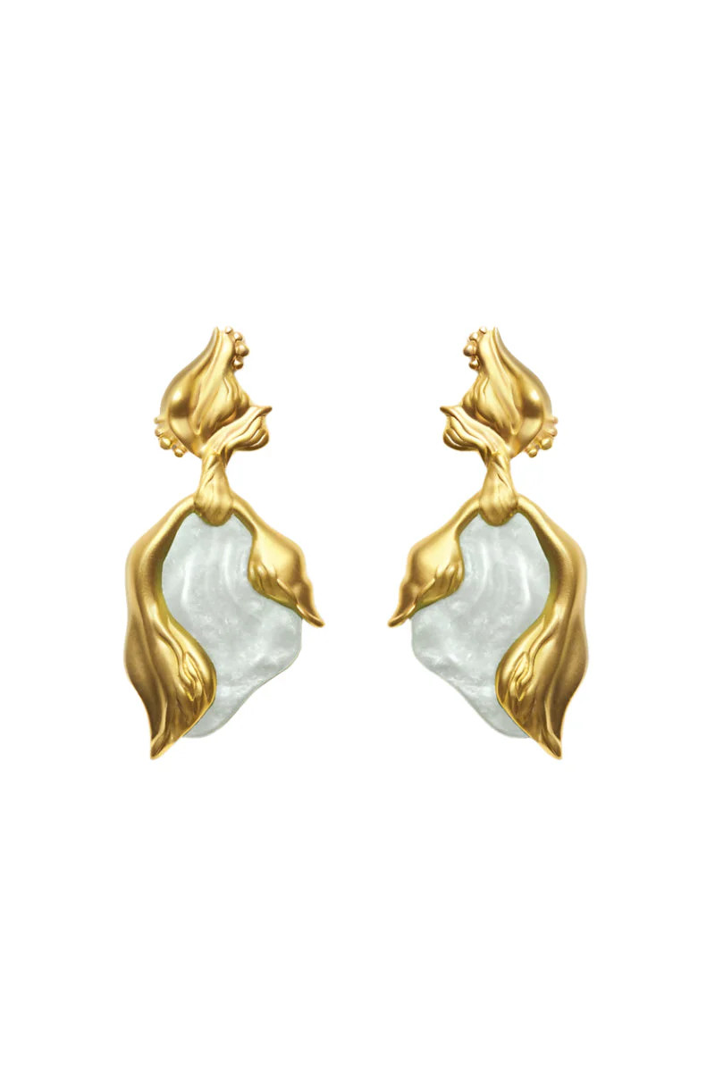 LUPA EARRINGS IN GOLD AND WHITE | Jude Benhalim | CULT MIA | CULT MIA UK LTD