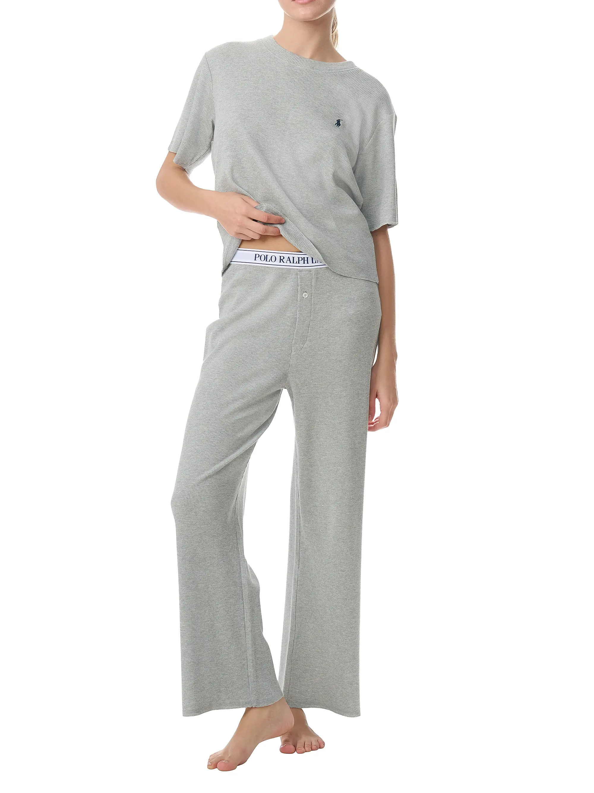 Polo Ralph Lauren Heathered Waffle-Knit Pajamas | Saks Fifth Avenue | Saks Fifth Avenue