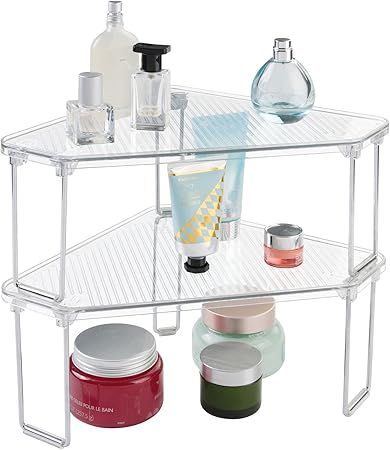 mDesign Corner Plastic/Metal Freestanding Stackable Organizer Shelf for Bathroom Vanity Counterto... | Amazon (US)