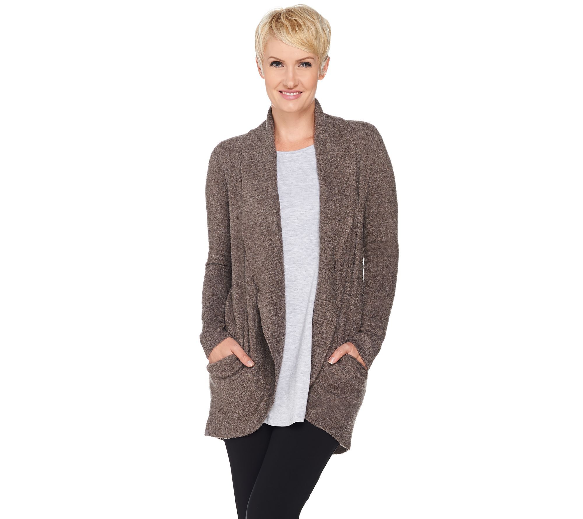 Barefoot Dreams Cozychic Lite Circle Cardi with Pockets | QVC