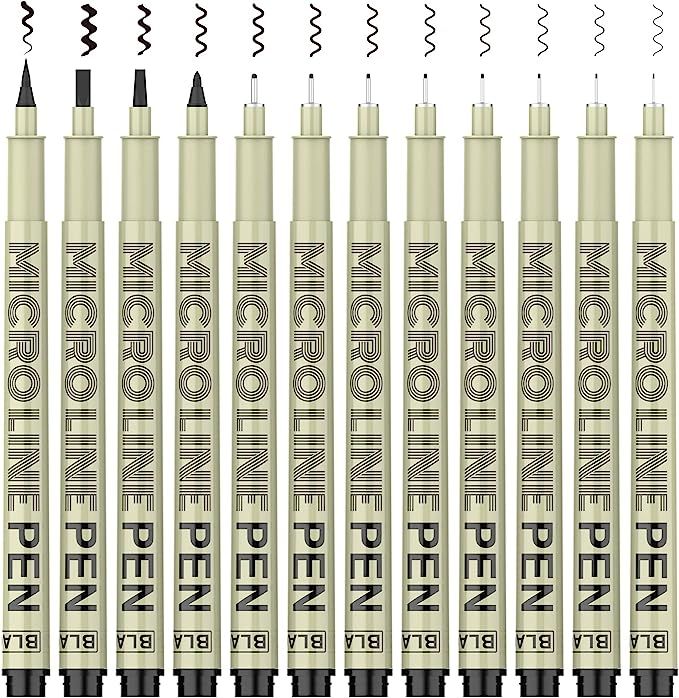 Micro-Pen Fineliner Ink Pens, 12 Pack Black Micro Fine Point Drawing Pens Waterproof Archival Ink... | Amazon (US)
