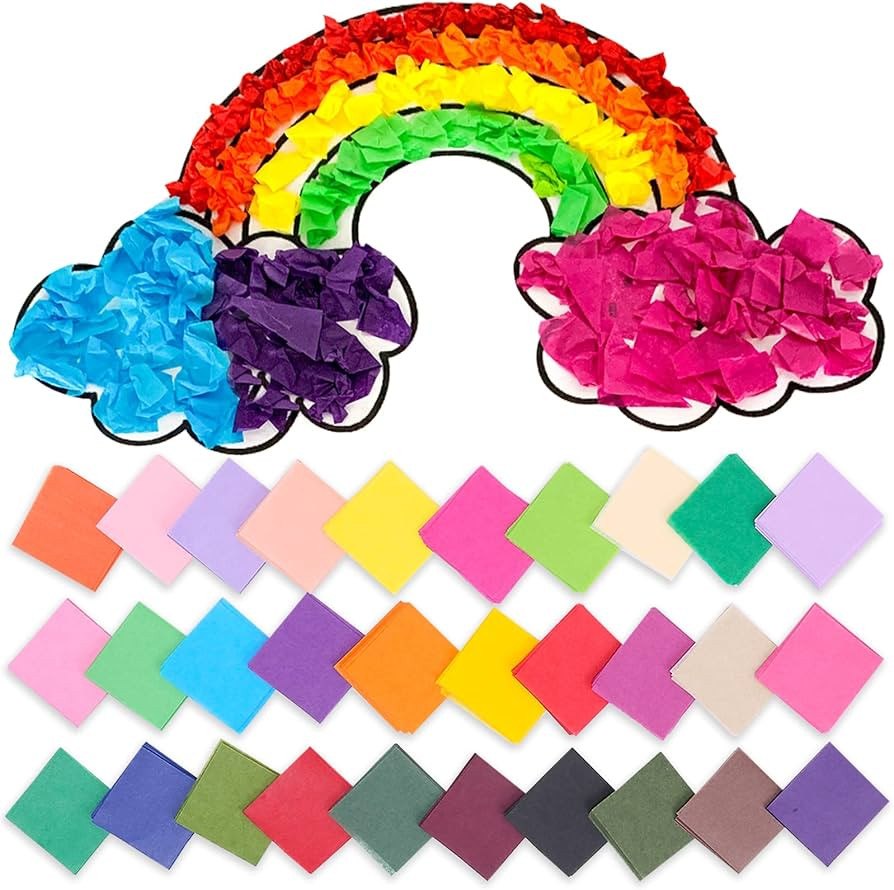Tissue Paper Squares – 1x 1 inch for Arts and Crafts - 3000 Pcs in 30 Assorted Colors, JroyJoy ... | Amazon (US)