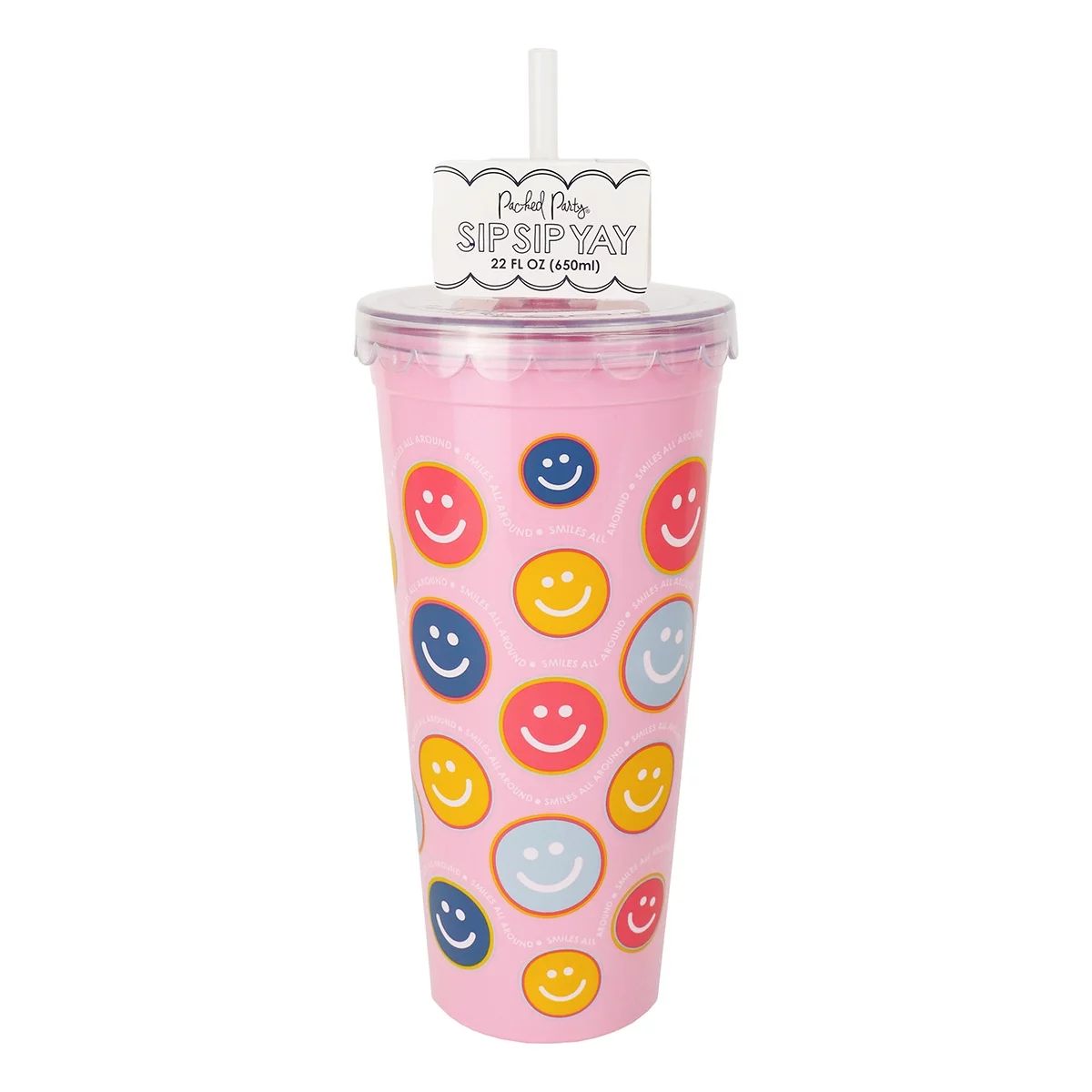 Packed Party "It's All Smiles" 22 oz BPA Free Plastic Tumbler, Everyday | Walmart (US)