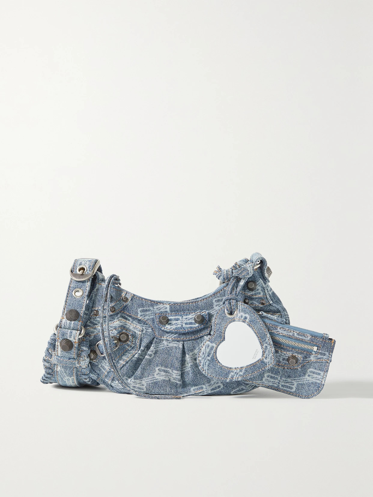 Balenciaga - Le Cagole Xs Studded Printed Denim Shoulder Bag - Blue | NET-A-PORTER (UK & EU)