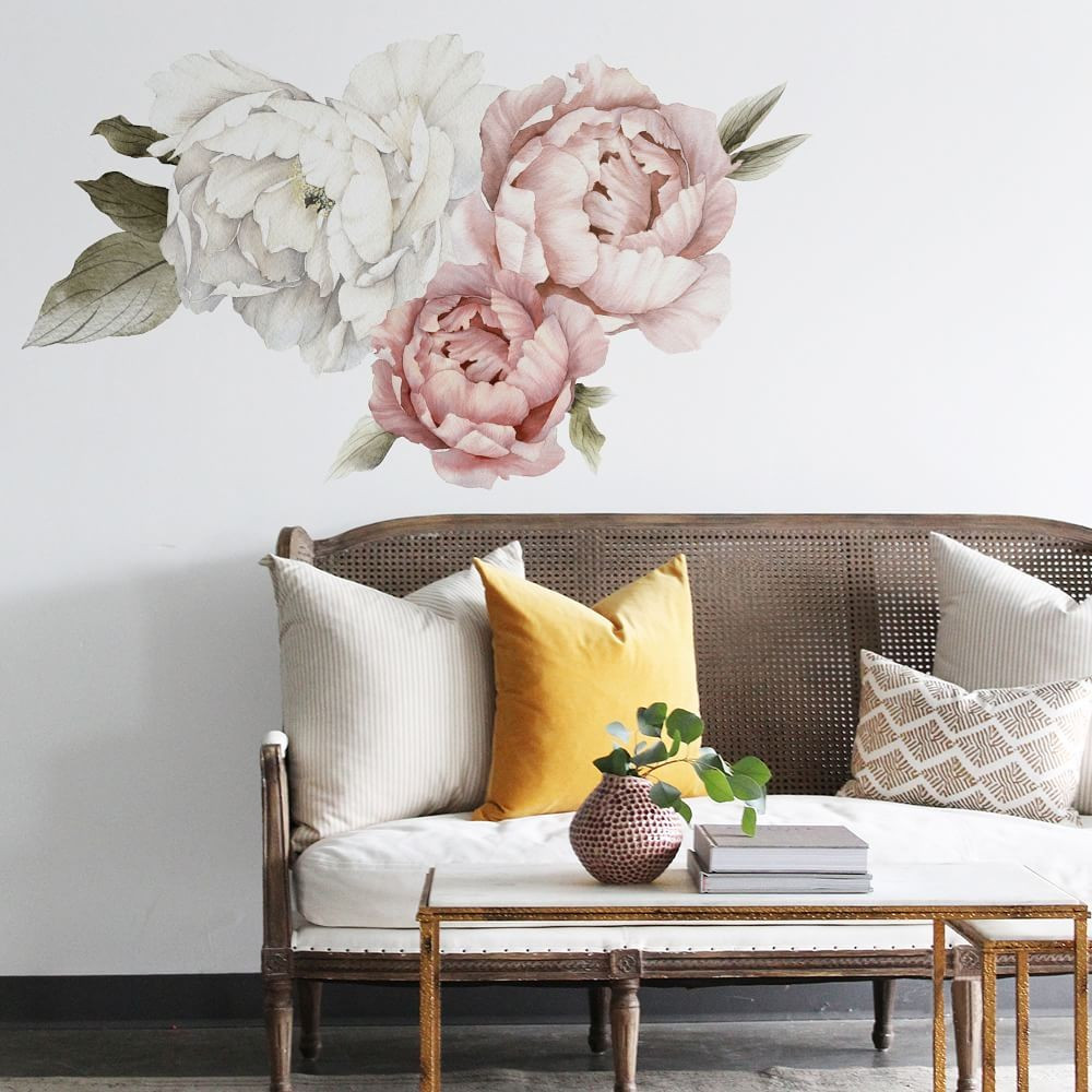 Blushing Peonies Wall Covering | West Elm (US)