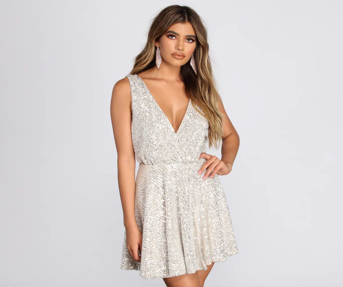 Dakota Sequin Wrap Mini Dress | Windsor Stores