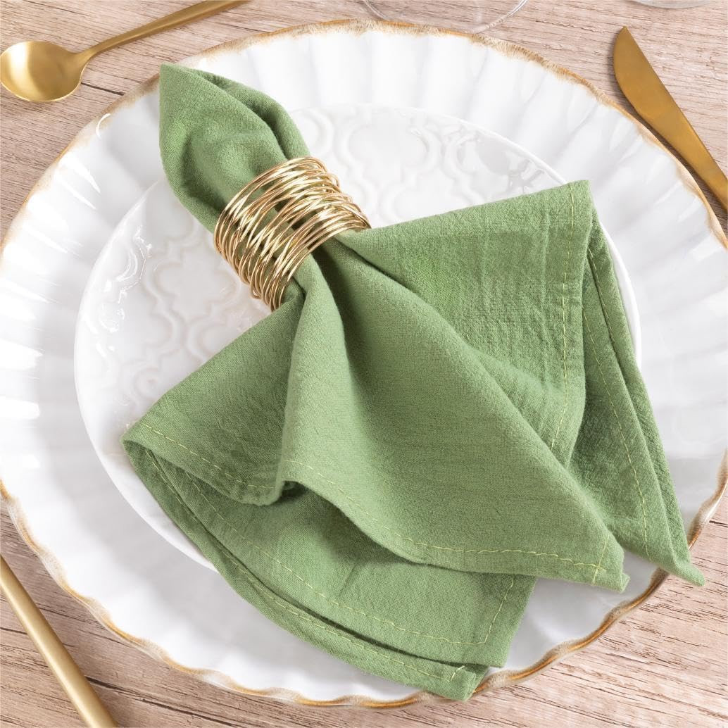 MLMW Sage Green Cloth Napkins Linen Cotton Napkins Set of 6 Rustic Spring Dinner Napkins Washable... | Amazon (US)