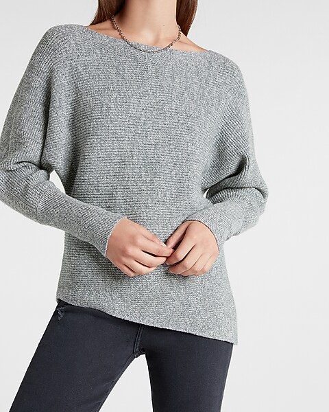 Ribbed Asymmetrical Tunic Sweater | Express