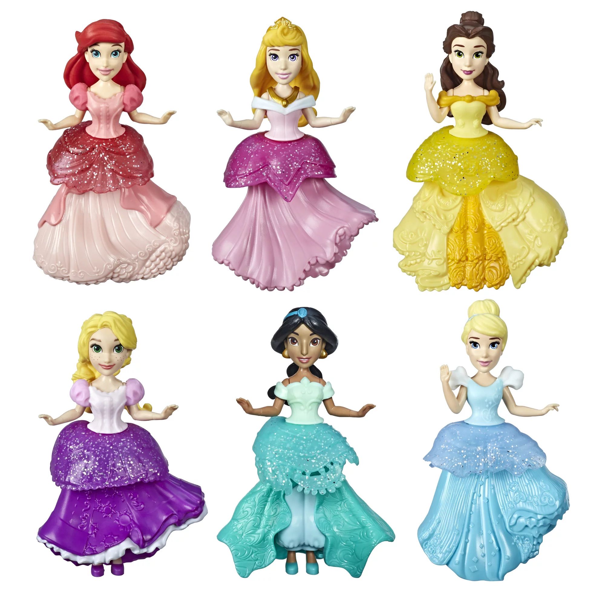 Disney Princess Collectibles, Set of 6 Includes 6 Royal Clips Fashions | Walmart (US)