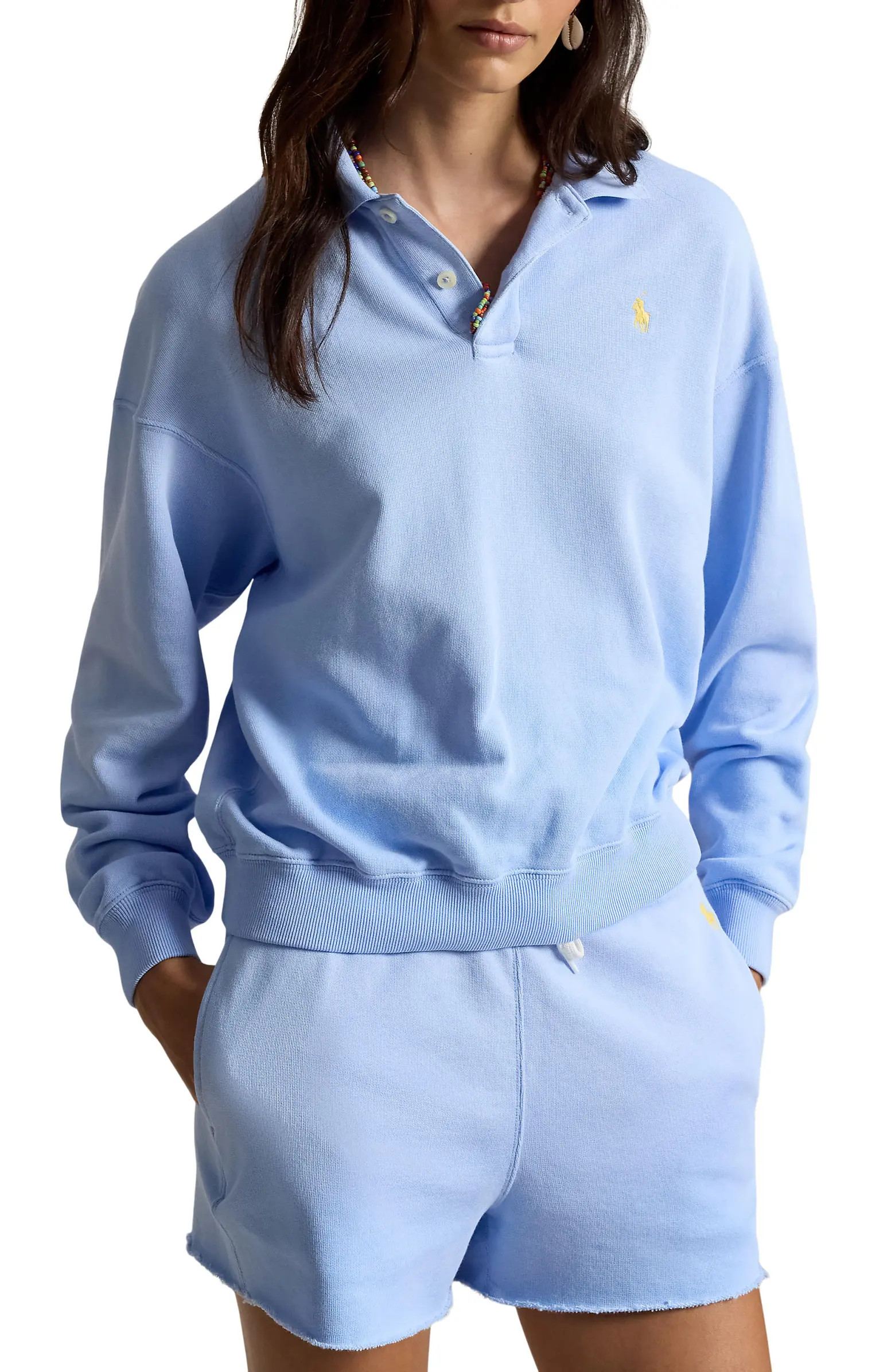 Polo Ralph Lauren Lightweight Fleece Polo Sweatshirt | Nordstrom | Nordstrom