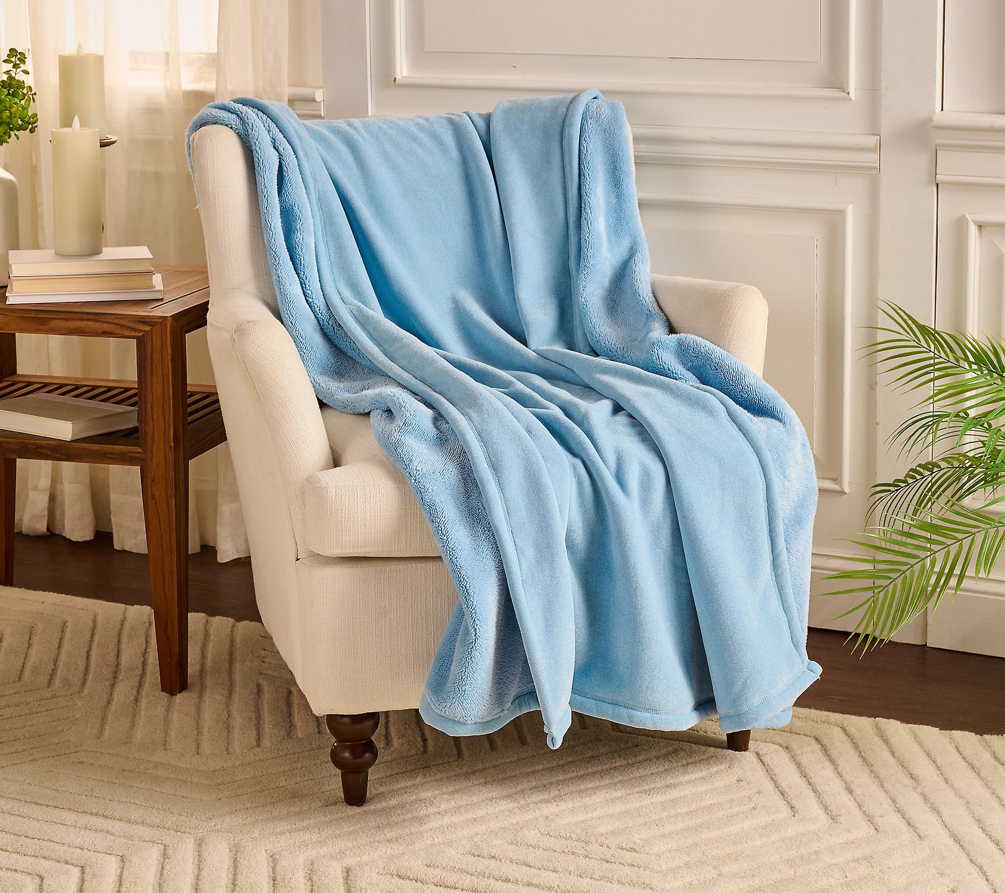 Home Reflections Heathered Plush & Sherpa 60x70 Throw | QVC