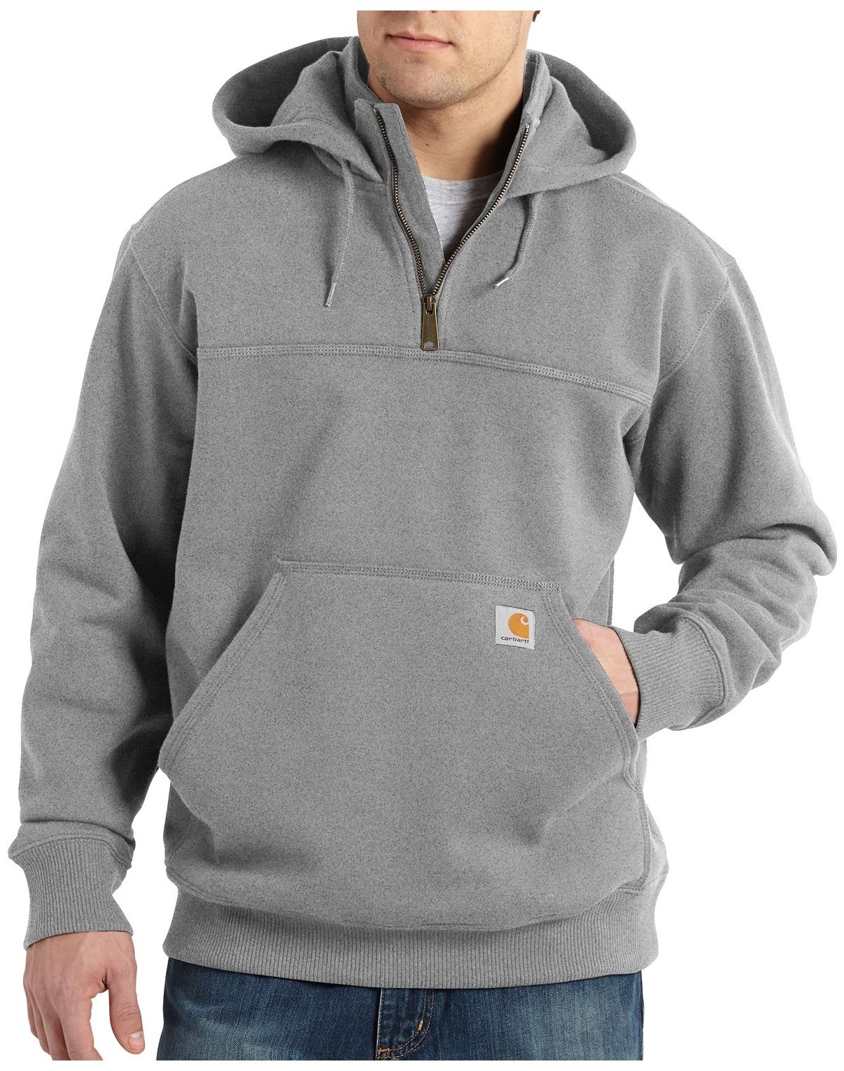 Carhartt Men's Rain Defender Paxton Heavyweight Hooded Zip Mock Sweatshirt | Walmart (US)