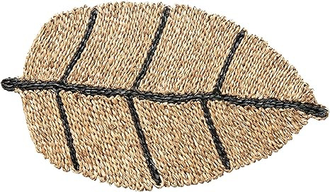 Bloomingville Seagrass Leaf Shaped Mat, Natural & Black Doormat | Amazon (US)
